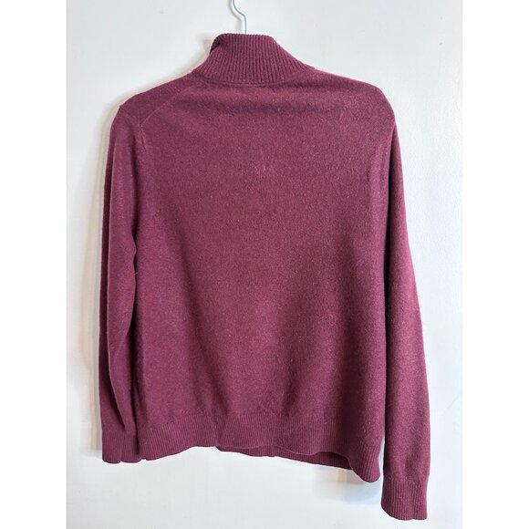 Lands’ End 100% Cashmere Sweater Mens L Burgundy 1/4 Zip Pullover Luxury Soft - Picture 2 of 7